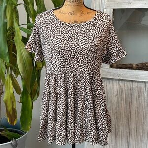 JODIFL Animal Print Short Sleeve Top Size S Oversized EUC